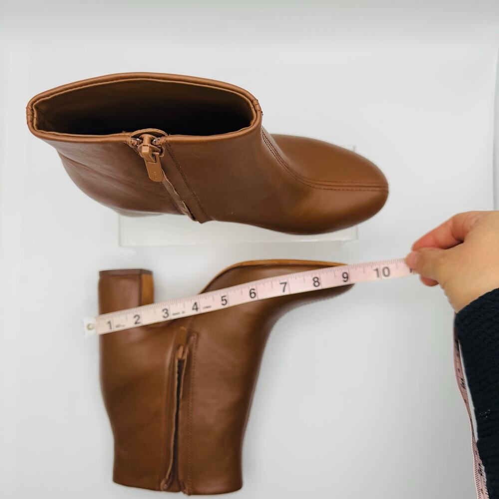 Vince Terri Brown Leather Block Heel Ankle Booties Chelsea Boots 35.5 - Picture 9 of 13